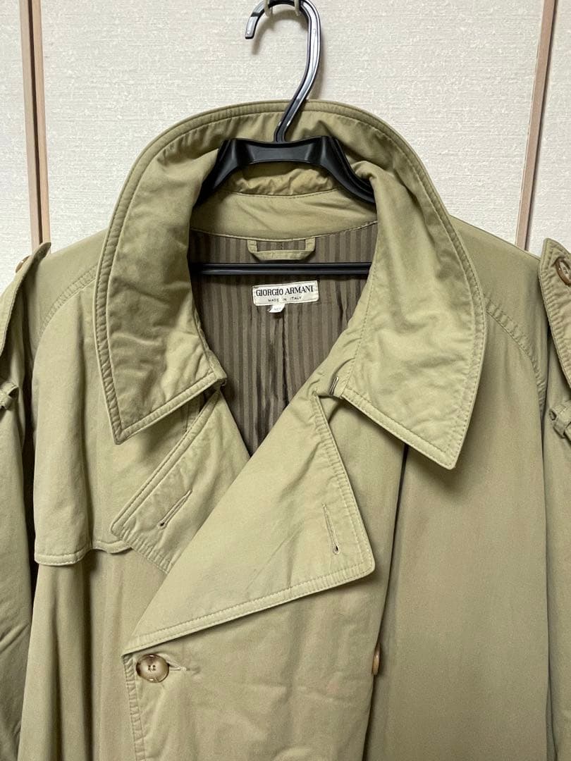 ジョルジオアルマーニ メンズトレンチコート90's BIGサイズ　色:カーキ
