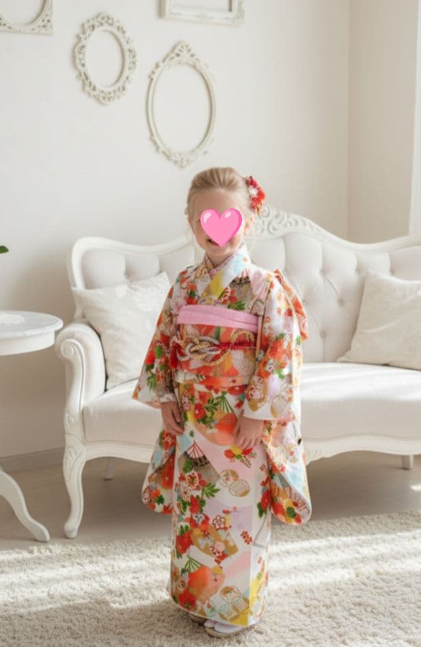 アンティーク白色系着物と作り帯