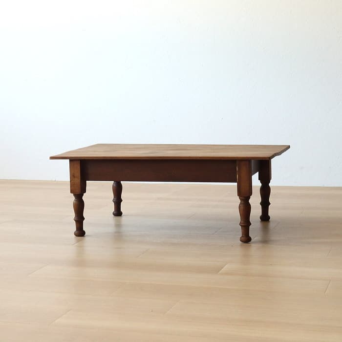 アンティーク ロクロ脚 引き出し3杯 無垢材 文机 古家具 トチ