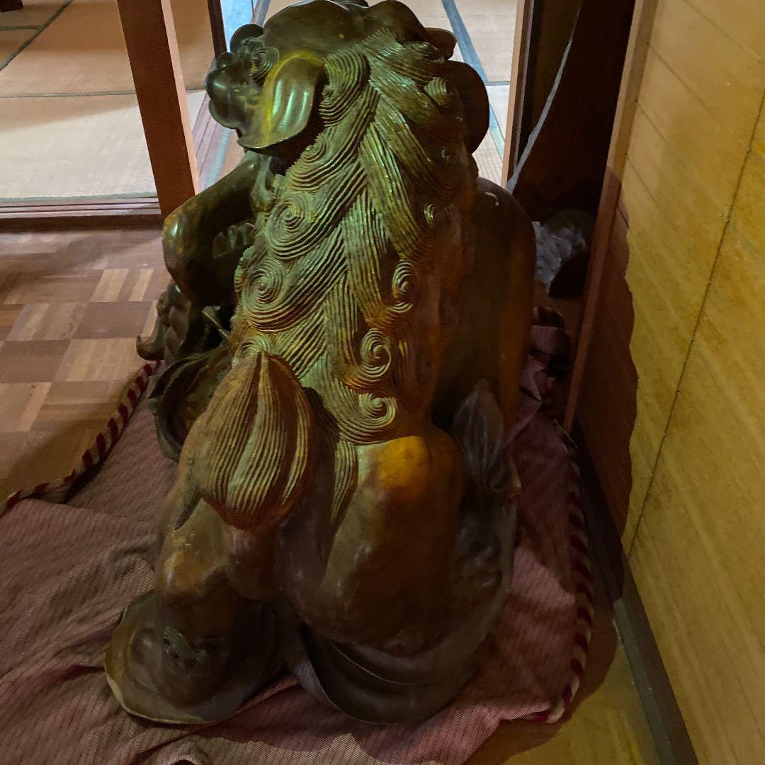 玉杢の特大獅子一刀彫り　名作珍品
