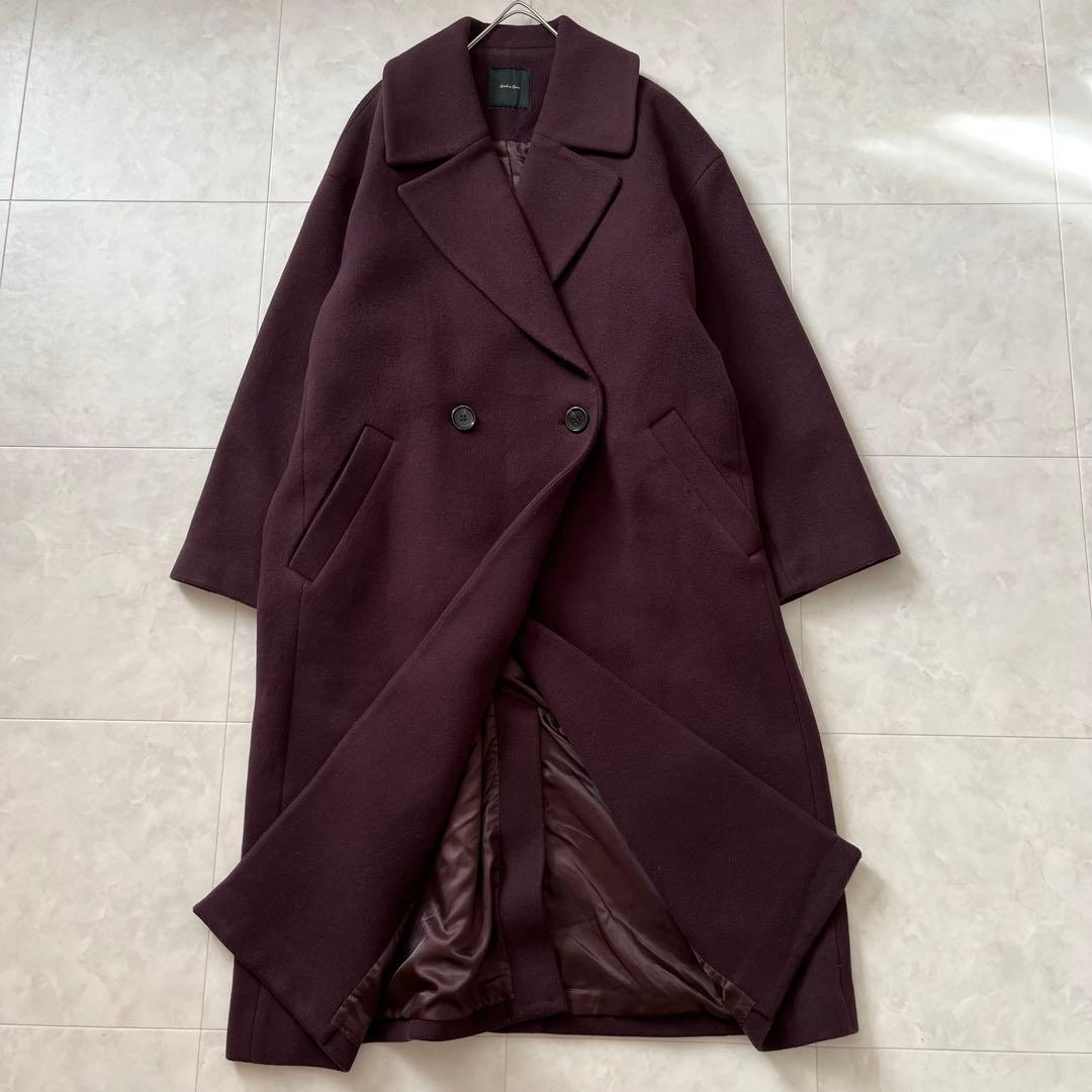 Spick&Span ダブルチェスターコート ロングF 茶系ワイド丈秋冬
