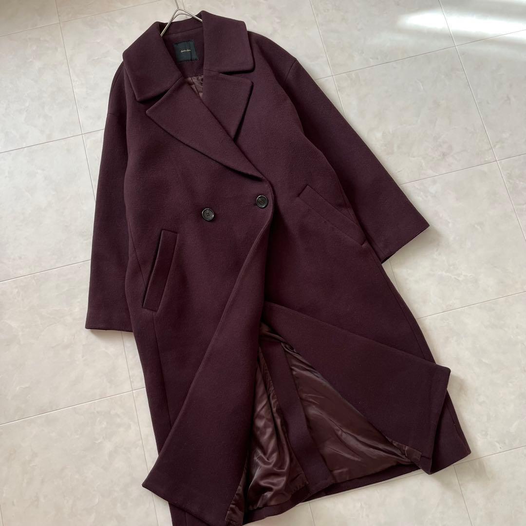 Spick&Span ダブルチェスターコート ロングF 茶系ワイド丈秋冬