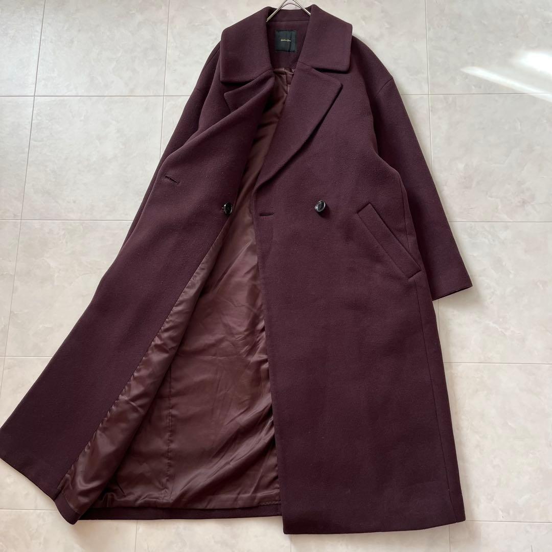 Spick&Span ダブルチェスターコート ロングF 茶系ワイド丈秋冬