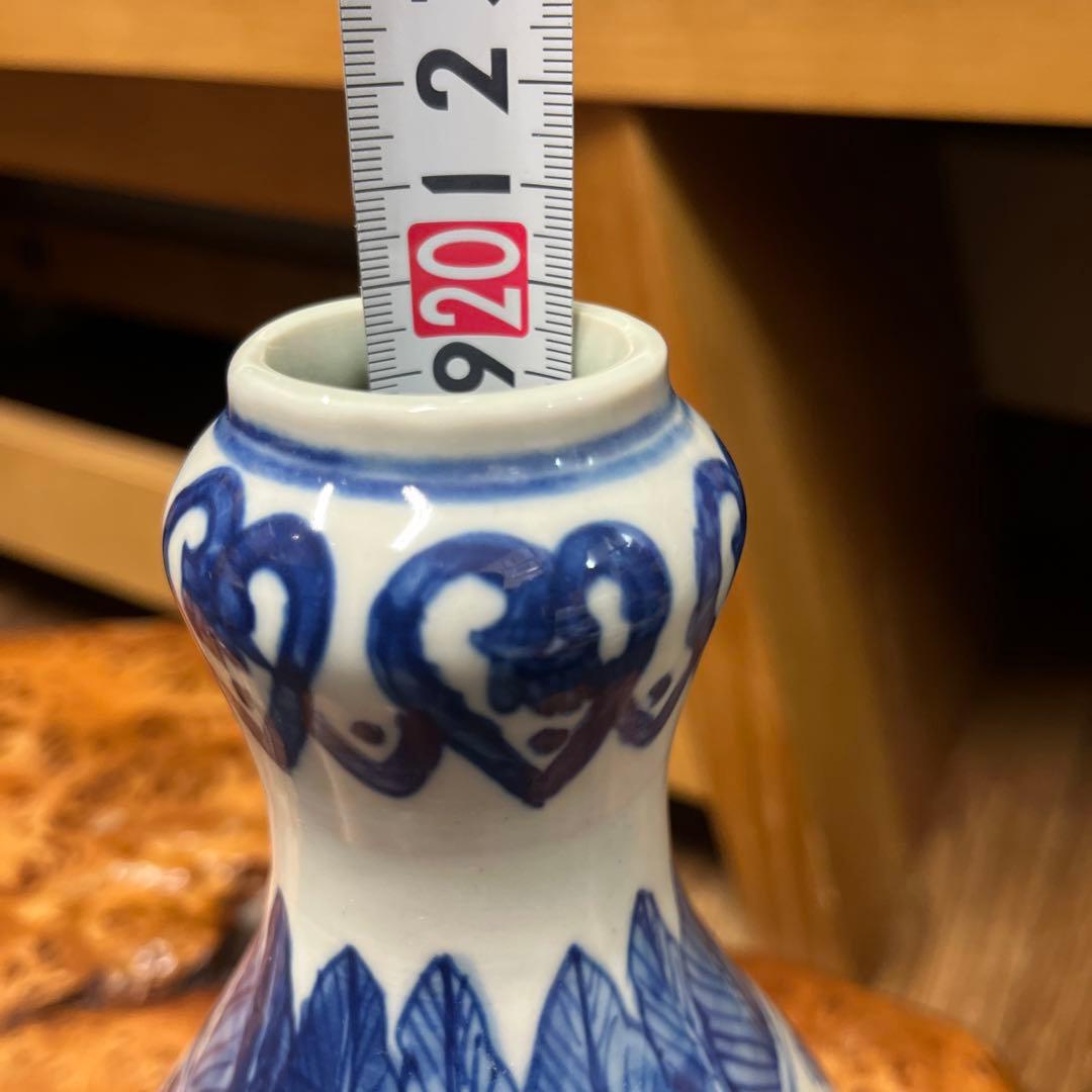 中国古美術　鳳凰　青と白が美しい陶器　大清康熙年製　花瓶 床の間などに♪ 壺