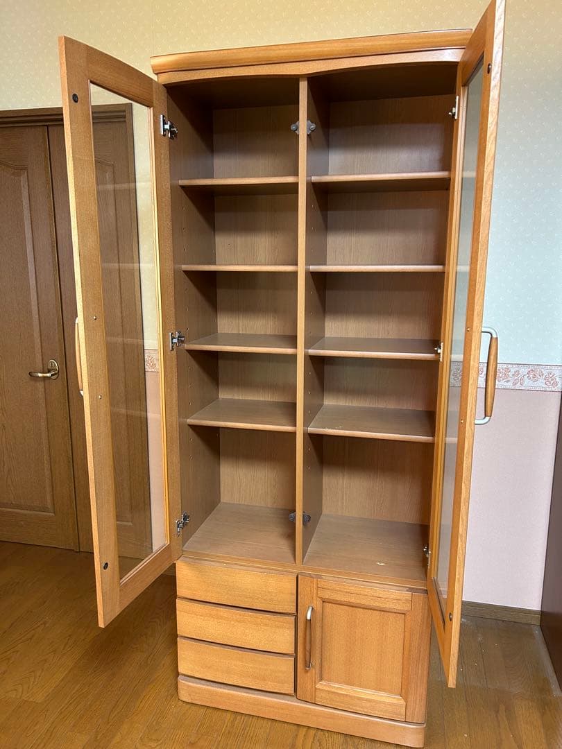 ガラス扉付き書棚 80幅