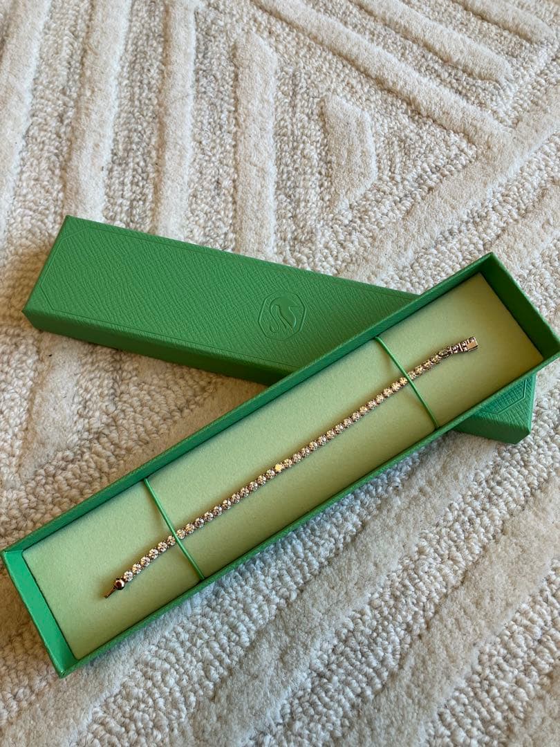 【新品】SWAROVSKI テニスブレスレット ラウンドカット, ピンクゴールド