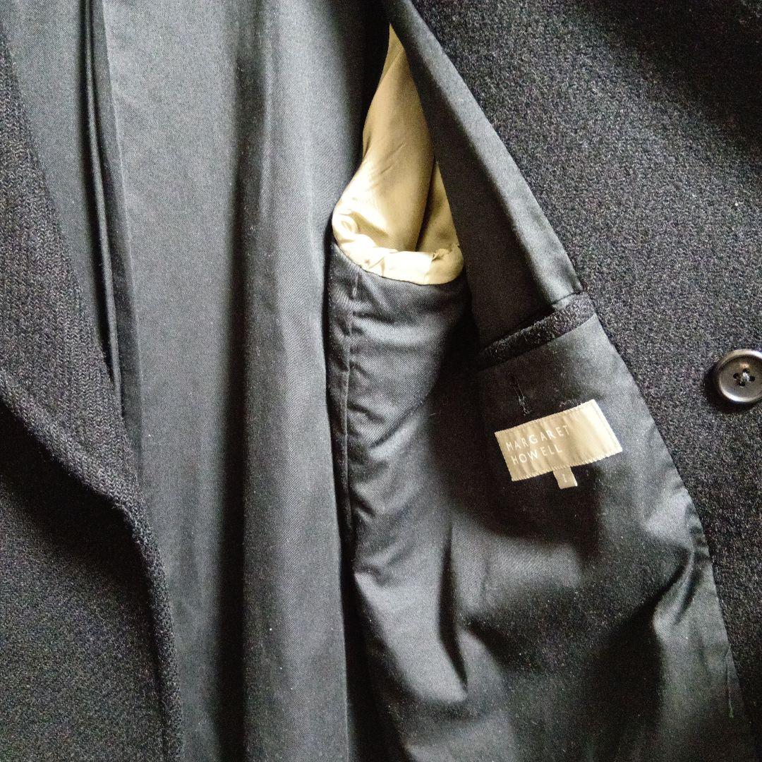 マーガレットハウエル　ハリスツイード　チェスターコート　黒　ロング