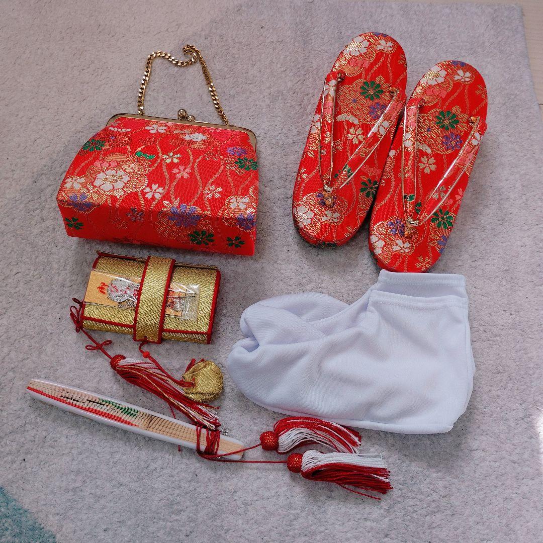 七五三 6歳 7歳 着物 作り帯 バッグ 草履 小物セット ピンク 水色系