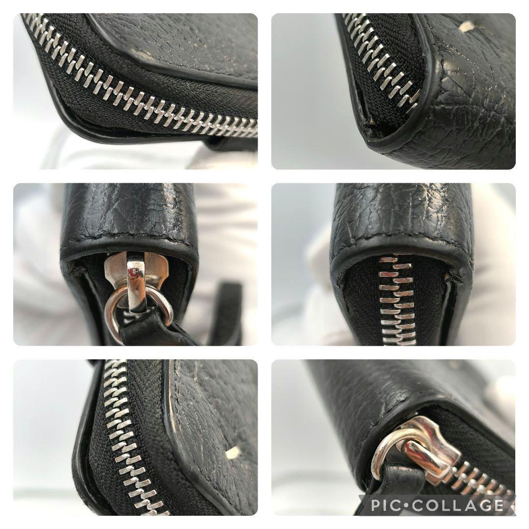 美品✨メゾンマルジェラ 二つ折り財布 ラウンドファスナー 4ステッチ 黒