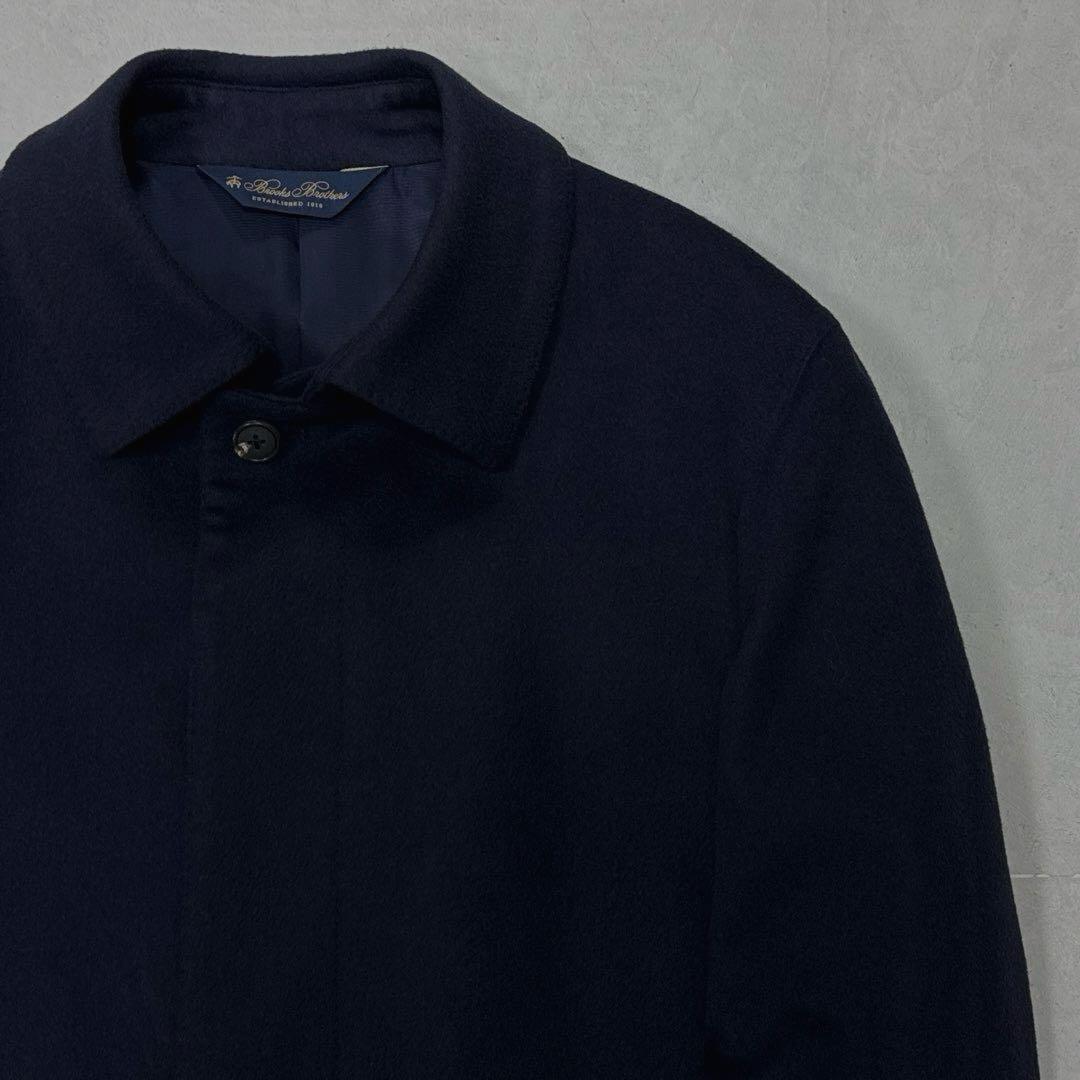 美品 現行 23AW ブルックスブラザーズ カシミヤバルカラーコート ネイビー