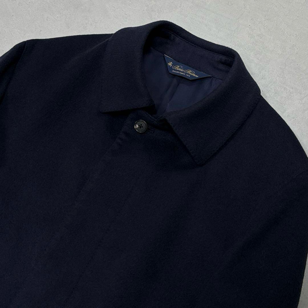 美品 現行 23AW ブルックスブラザーズ カシミヤバルカラーコート ネイビー
