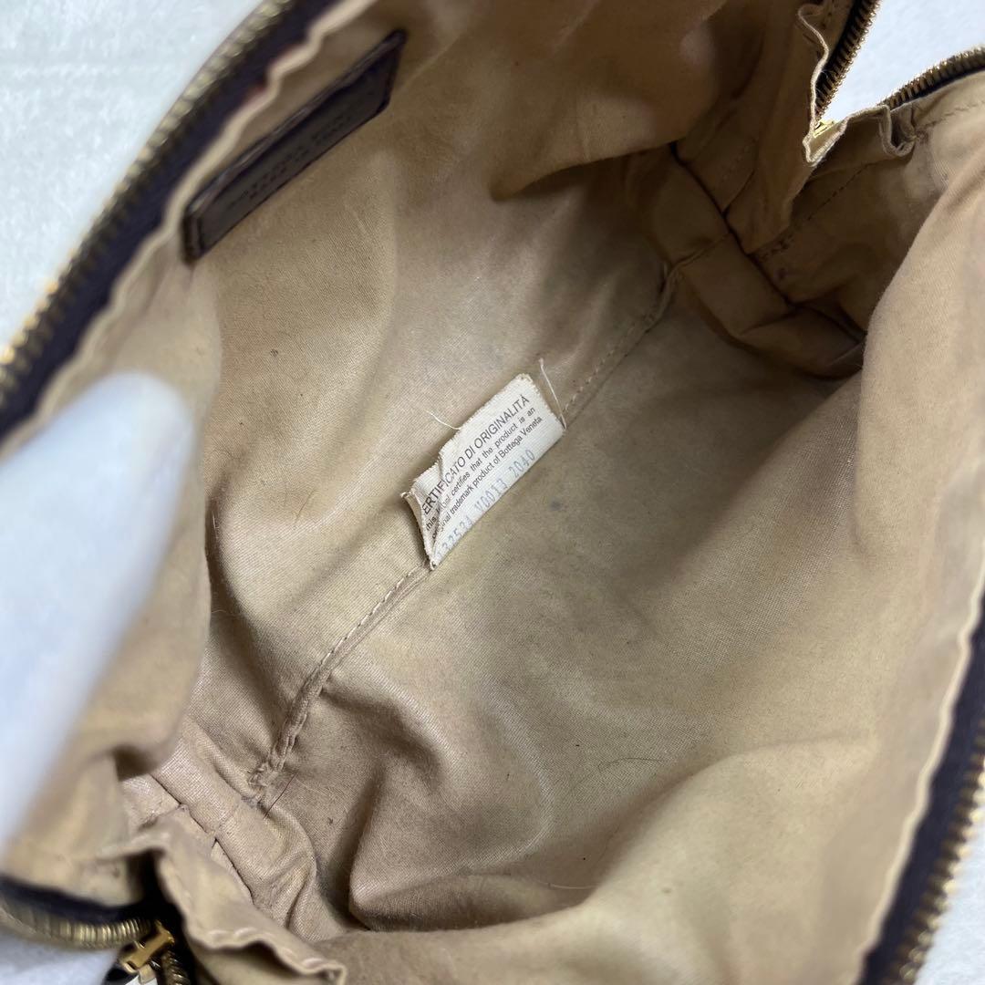 【美品】ボッテガヴェネタ マルチ ポーチ イントレチャート レザー 茶 ブラウン