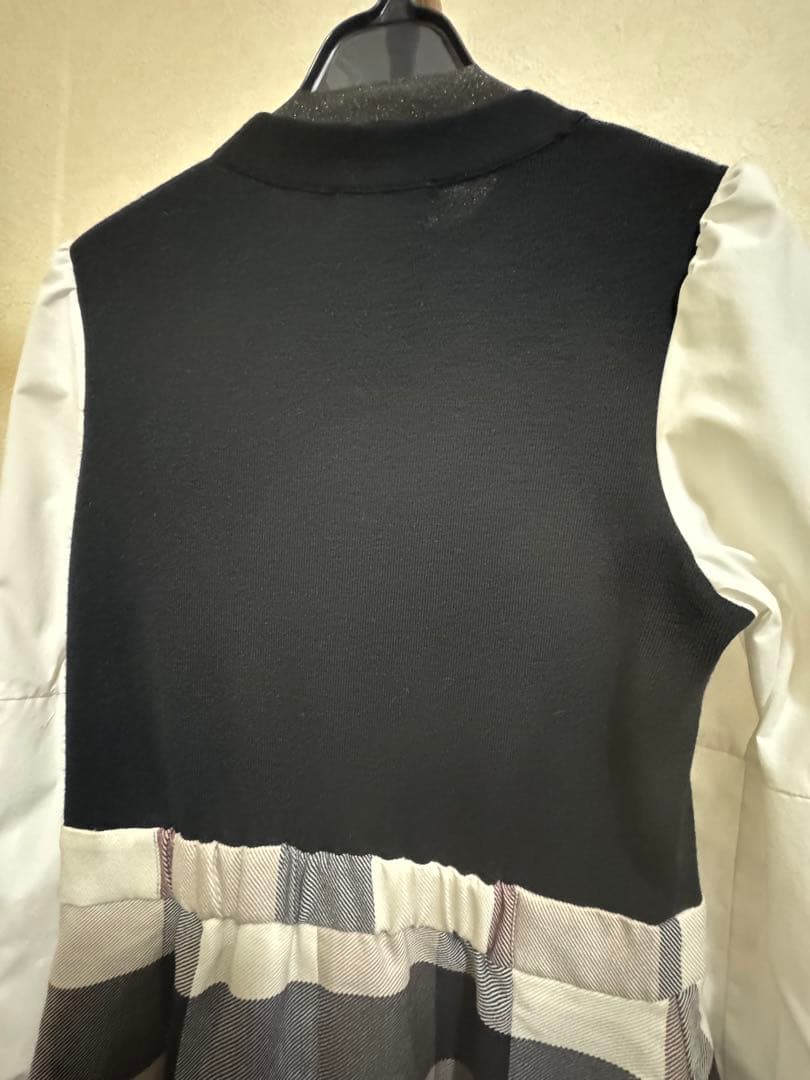 ブルーレーベルクレストブリッジ　ツイードニットドッキングドレス　ベージュ　36