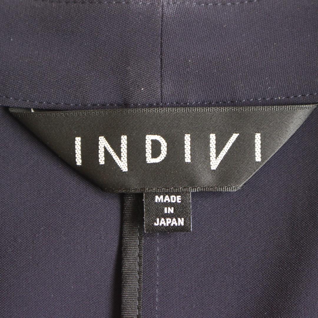 【大きいサイズ】INDIVI ノーカラー セットアップスーツ 3L 紺色