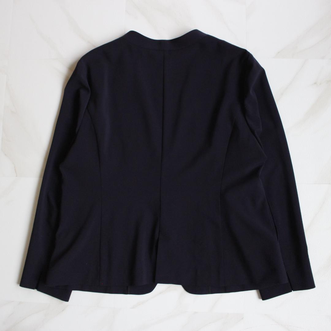 【大きいサイズ】INDIVI ノーカラー セットアップスーツ 3L 紺色