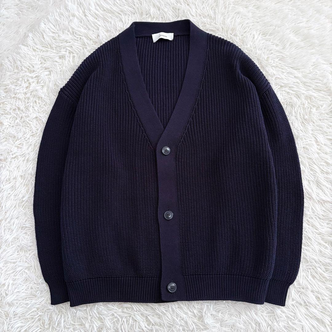 美品 定価7.3万 24SS ラルディーニ Vネックカーディガン ネイビー L