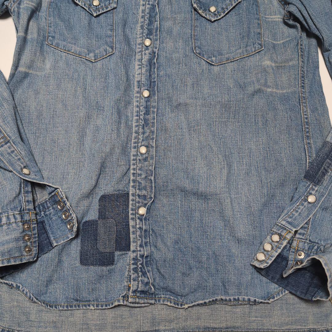 レミレリーフ REMI RELIEF メタルスタッズ デニムシャツ XL スカル