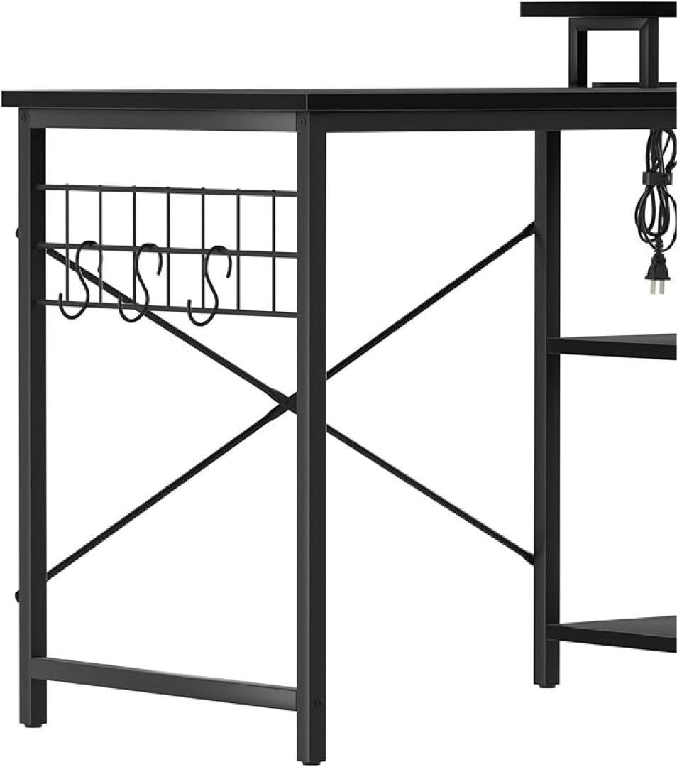 パソコンデスク⭐️L字デスク 電源コンセント ラック付き 110×80×74cm