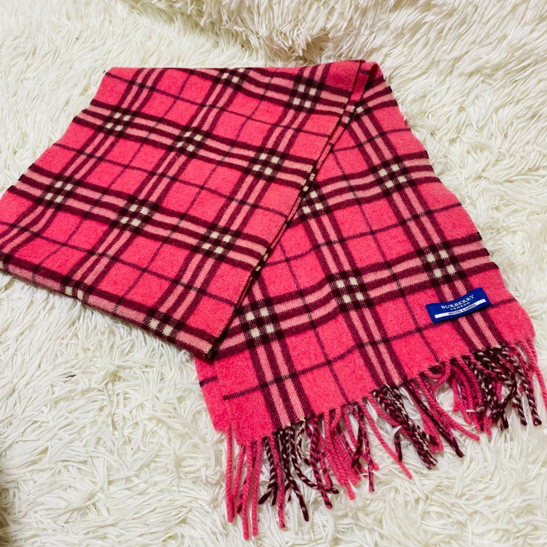 美品　BURBERRY BLUE LABEL ノバチェック マフラー ピンク