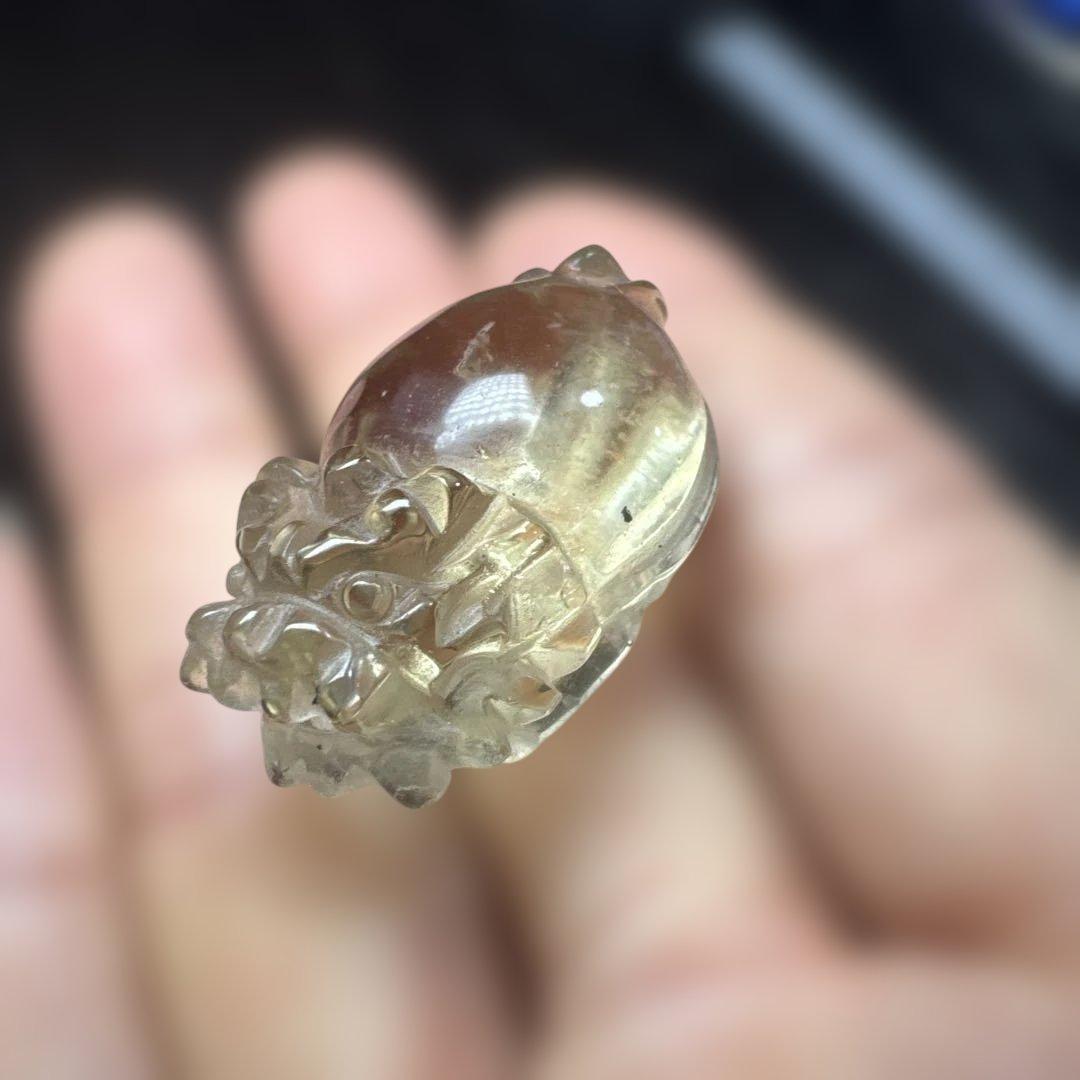 【高品質】透明　スモーキークォーツ　龍亀　ロングイセット