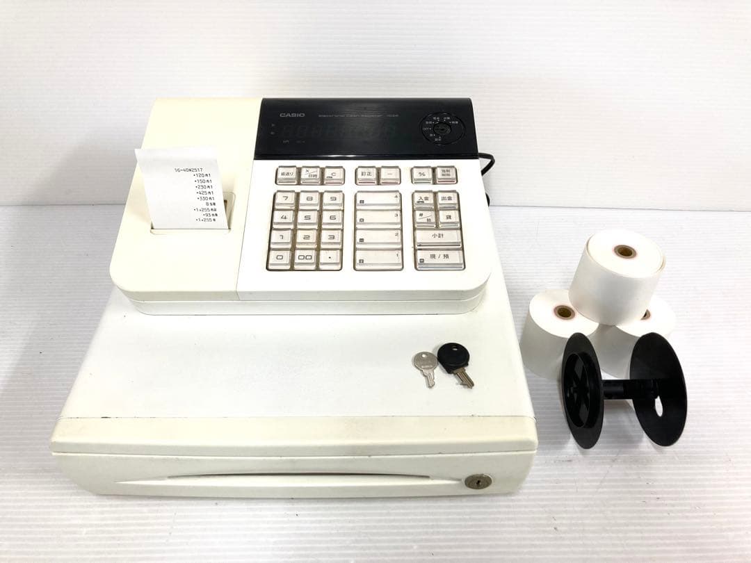 ◆CASIO カシオ◆電子レジスター 110ER 未使用ロールペーパー 3巻付き