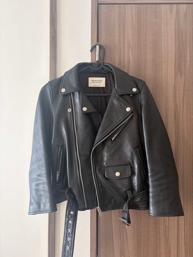 【beautiful people 】ブラックレザーライダースジャケット