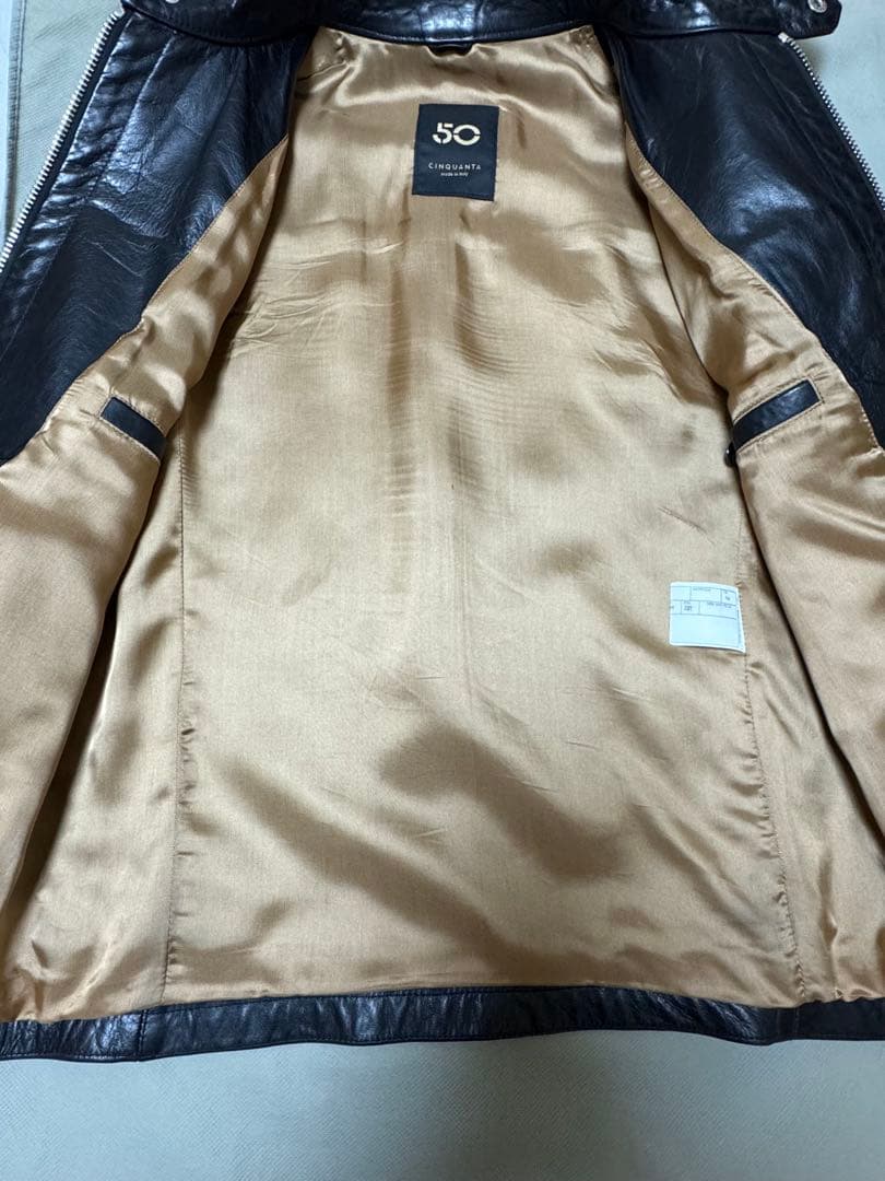 CINQUANTA / スタンドカラー シングルライダースジャケット 46サイズ