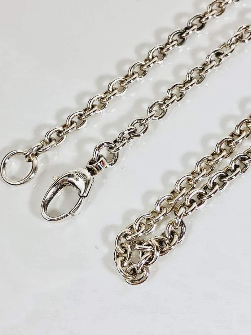 【超美品】GUCCI オーバル チェーン ネックレス 男女兼用 シルバー92