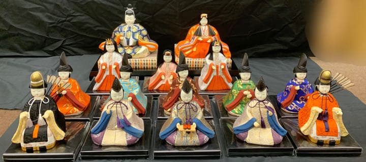 紺金　木目込み　15人揃い　① 雛人形