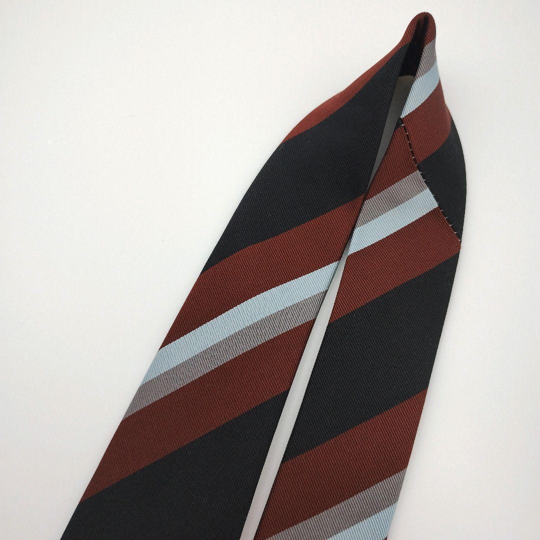 【新品未使用】ルイジボレッリ ネクタイ ブラック ブラウン ストライプ 高級