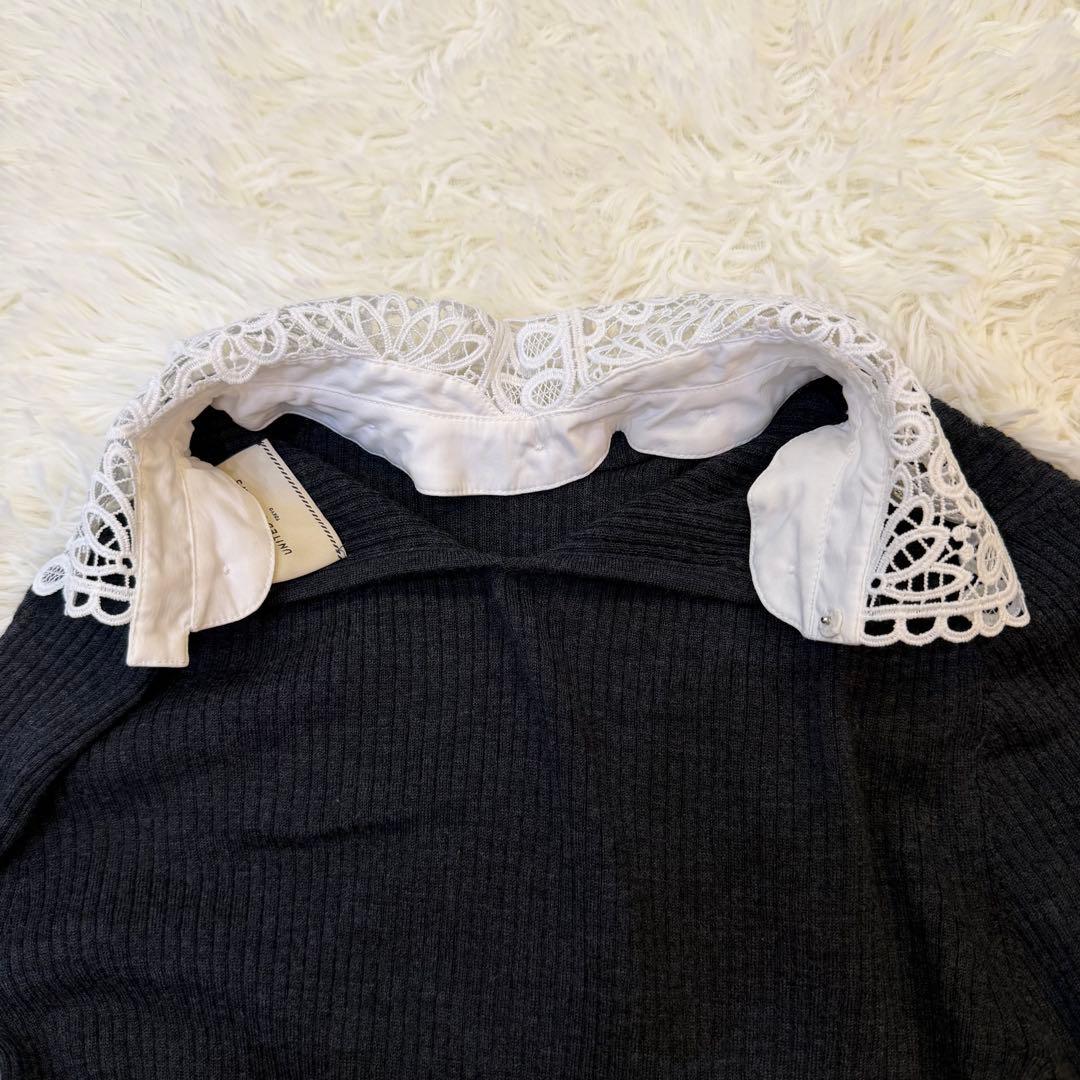 ユナイテッドアローズ レディ2WAYニット レース襟取外し可能 グレー