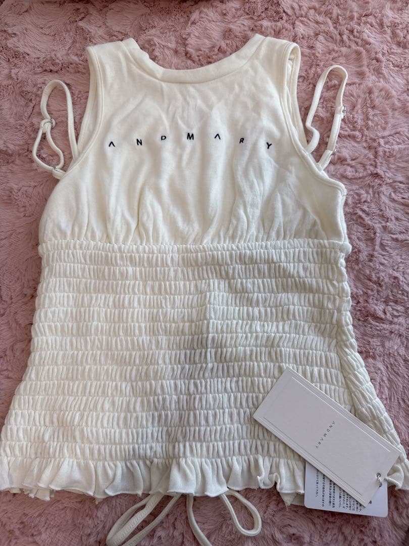 トップス AM1296 Ami shirring logo tops andmary