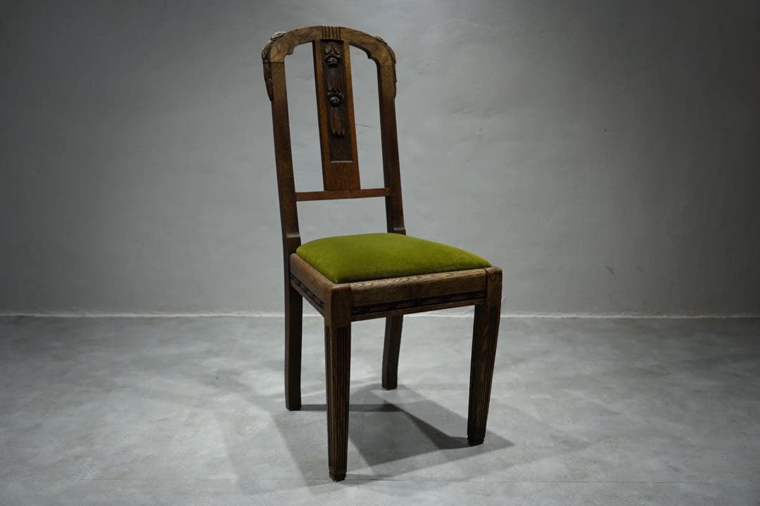 フランスアンティーク　アールデコ　装飾　アンティーク　オーク材　木味の良い椅子