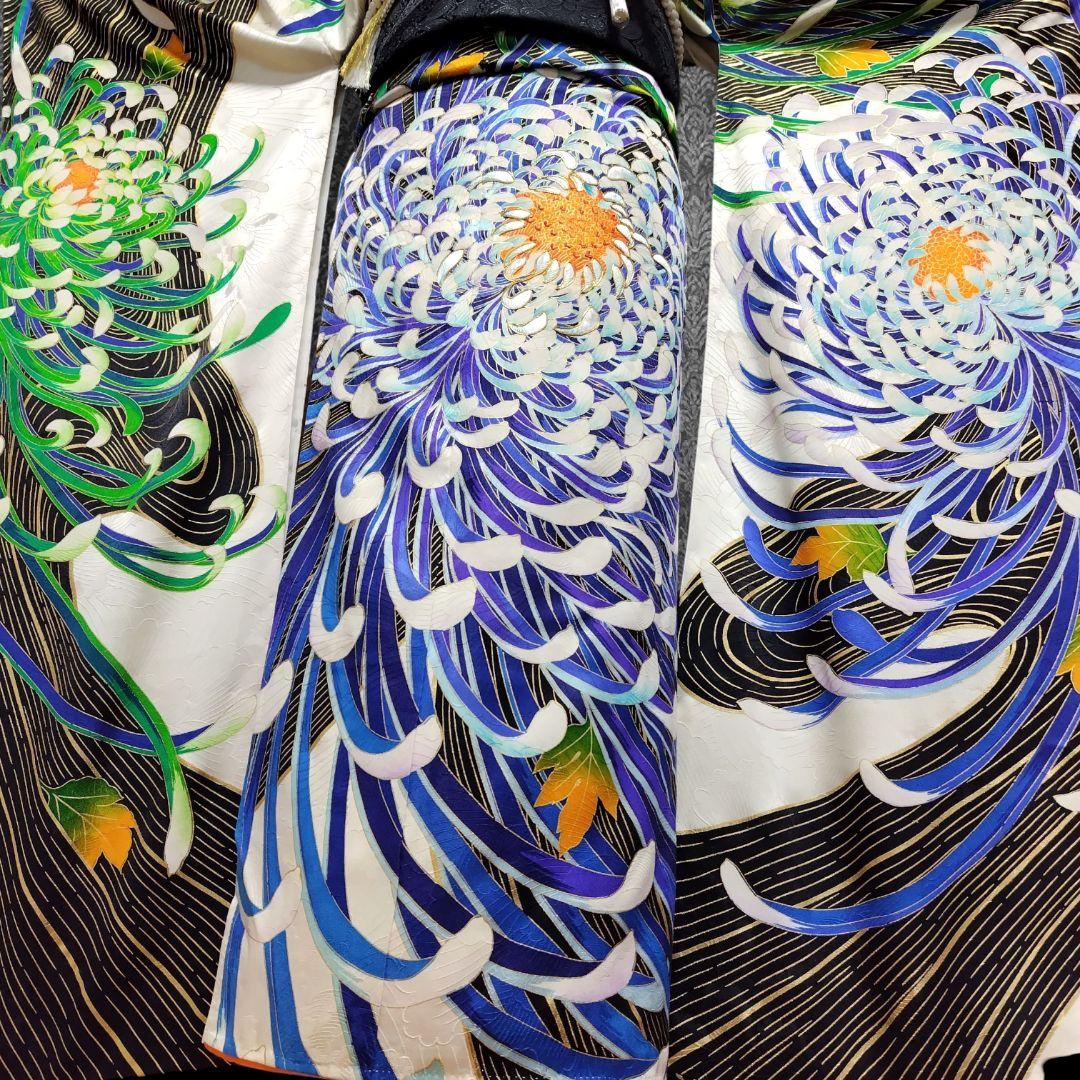 振袖フルセット(7点)・成人式・大輪花模様・金彩加工・金駒刺繍・正絹・逸品