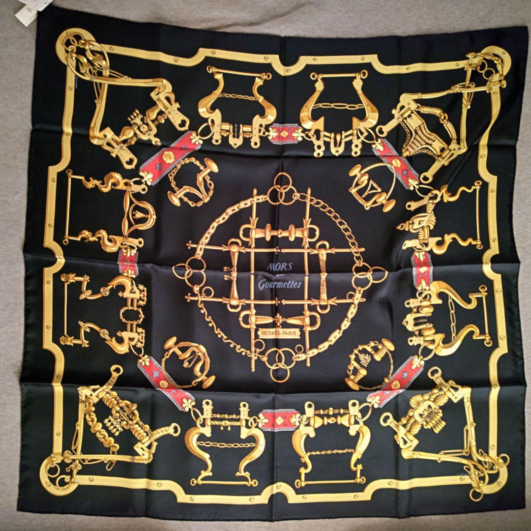 未使用⬛️エルメス スカーフ カレ90 　銜と鎖
