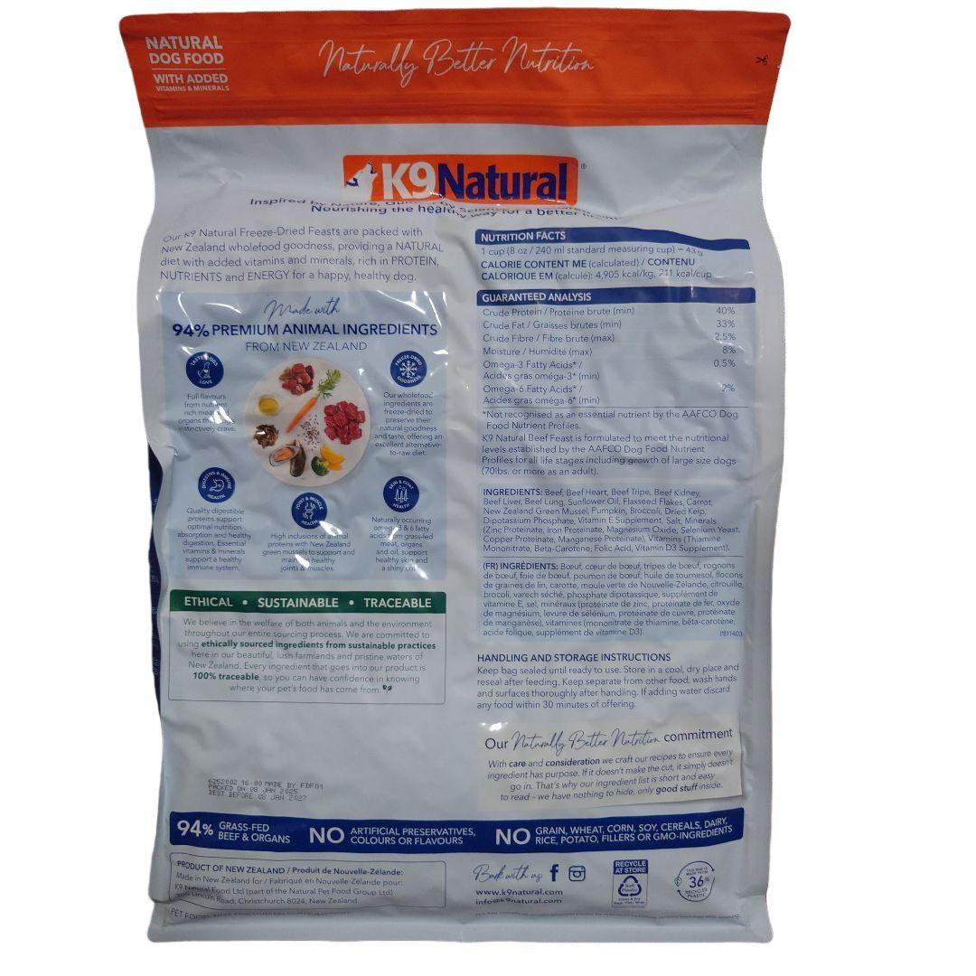 K9 Natural ビーフ フィースト 3、６Kg