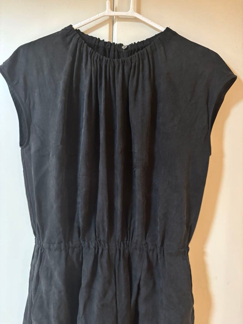 IENA キュプラギャザーネックオールインワン36 ブラック