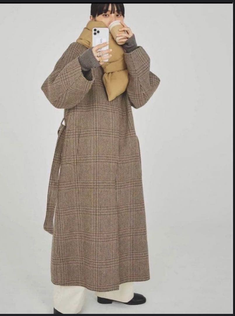 TODAYFUL ステンカラーチェックコート　36