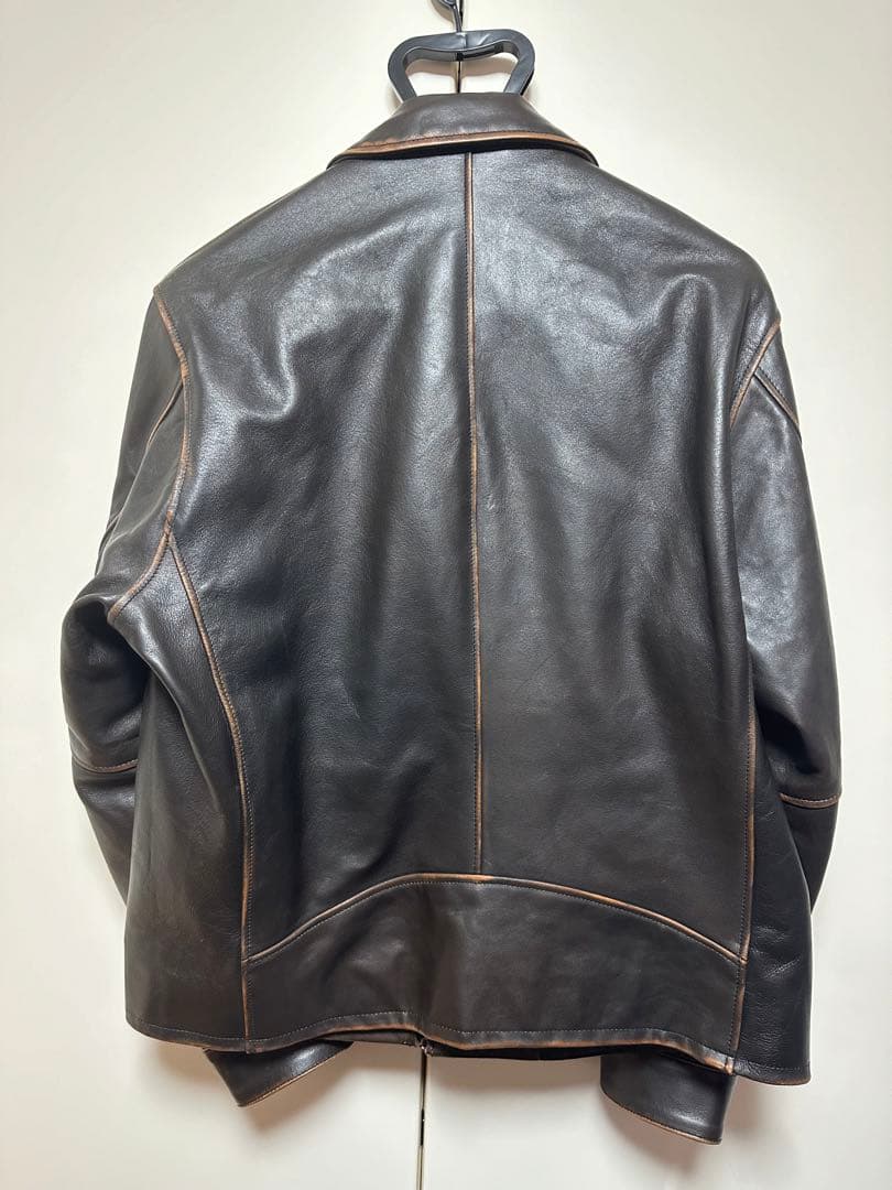 【新品】Edifice 25ss アンティークレザージャケット Lサイズ