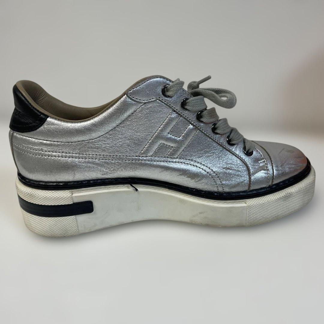 HERMES シルバー スニーカー 37