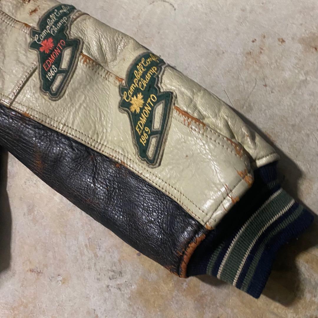 70's 80s avirex leather varsity jacket短丈