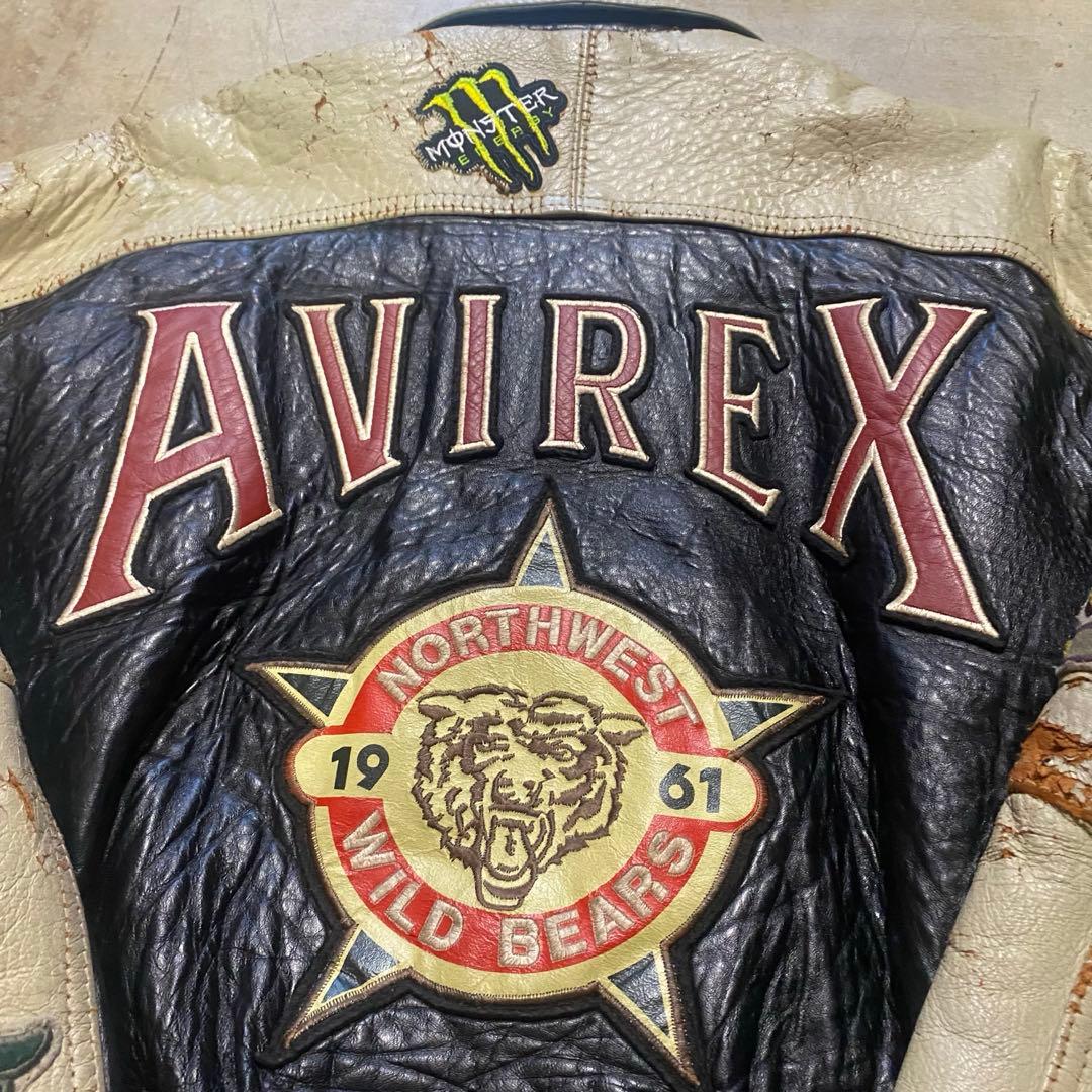 70's 80s avirex leather varsity jacket短丈