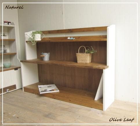 サイズ、デザインオーダー可！超ワイド3段ローラック無垢シャビーブラウン●受注製作