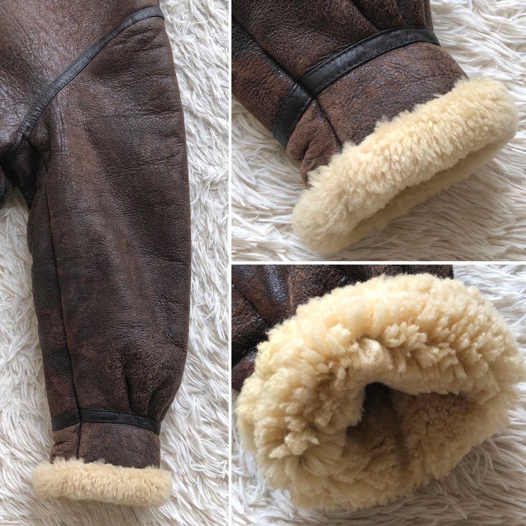 【希少L リアルムートン】フライトジャケット　茶　B-3 ボア　ヴィンテージ