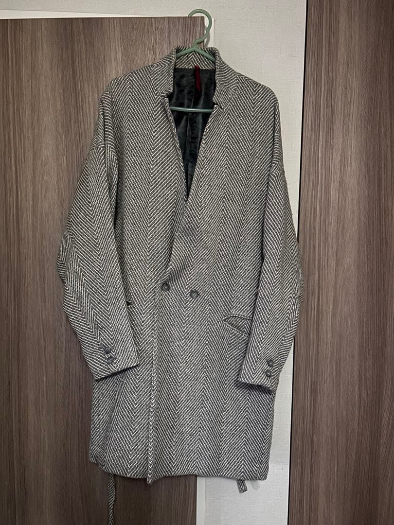 YANTOR ヘリンボーン コート チェスター ジャケット ノーカラー ヤントル