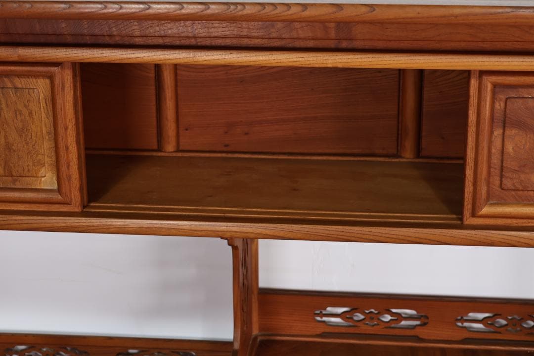 特注品　総無垢欅製　茶棚　茶箪笥　飾り棚　茶道具　煎茶道具 BJ221