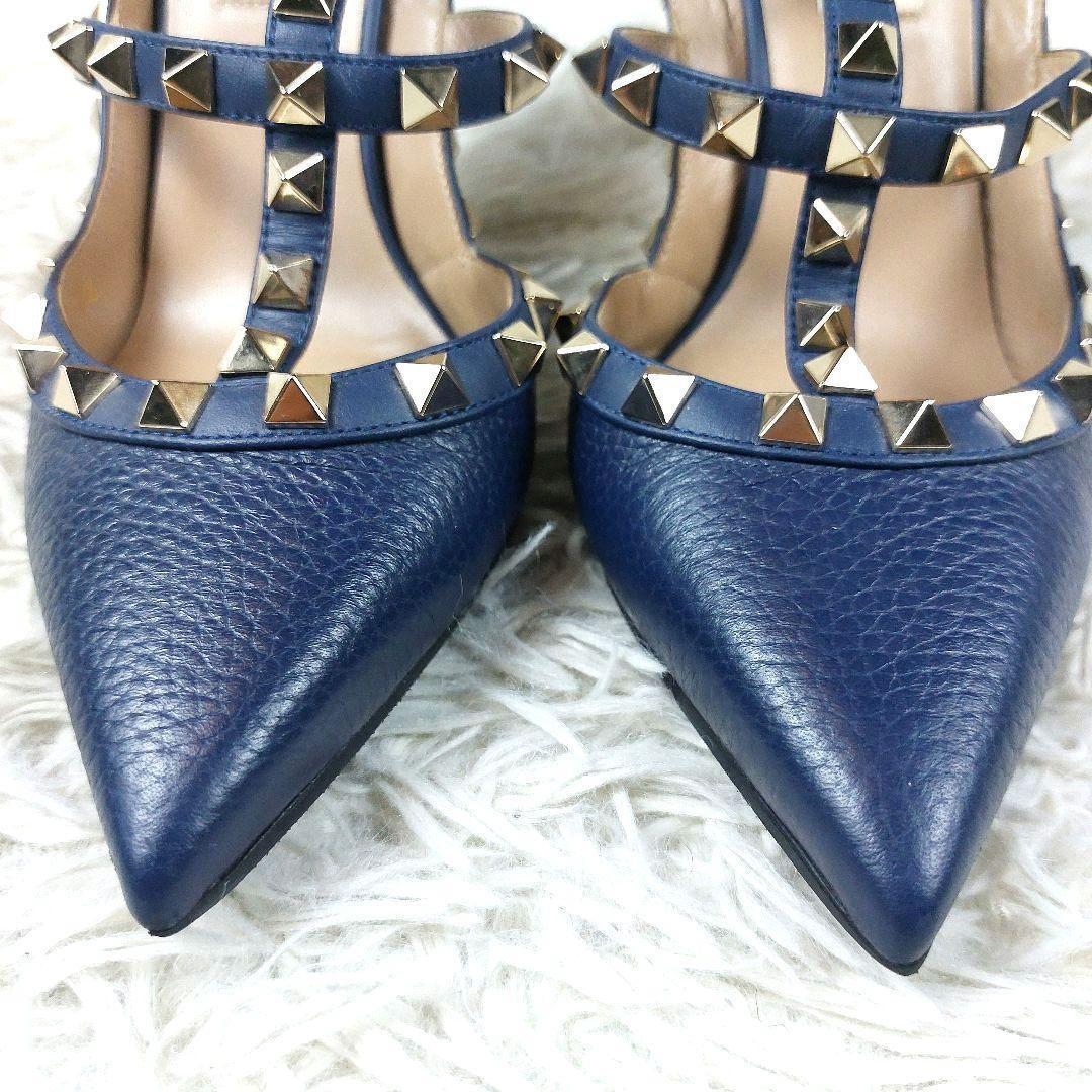 極美品 VALENTINO ガラヴァーニ ロックスタッズストラップレザーパンプス