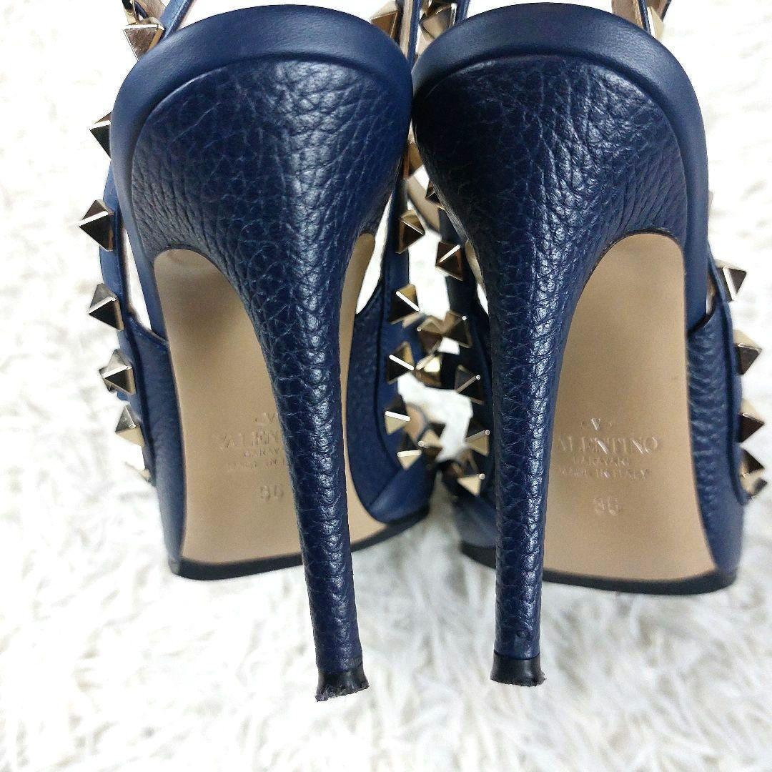極美品 VALENTINO ガラヴァーニ ロックスタッズストラップレザーパンプス