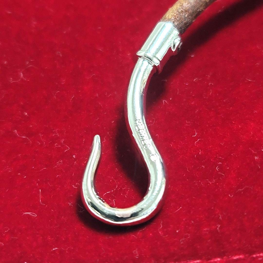 美品 エルメス ジャンボ ブレスレット レザー シルバー金具 ブラウン