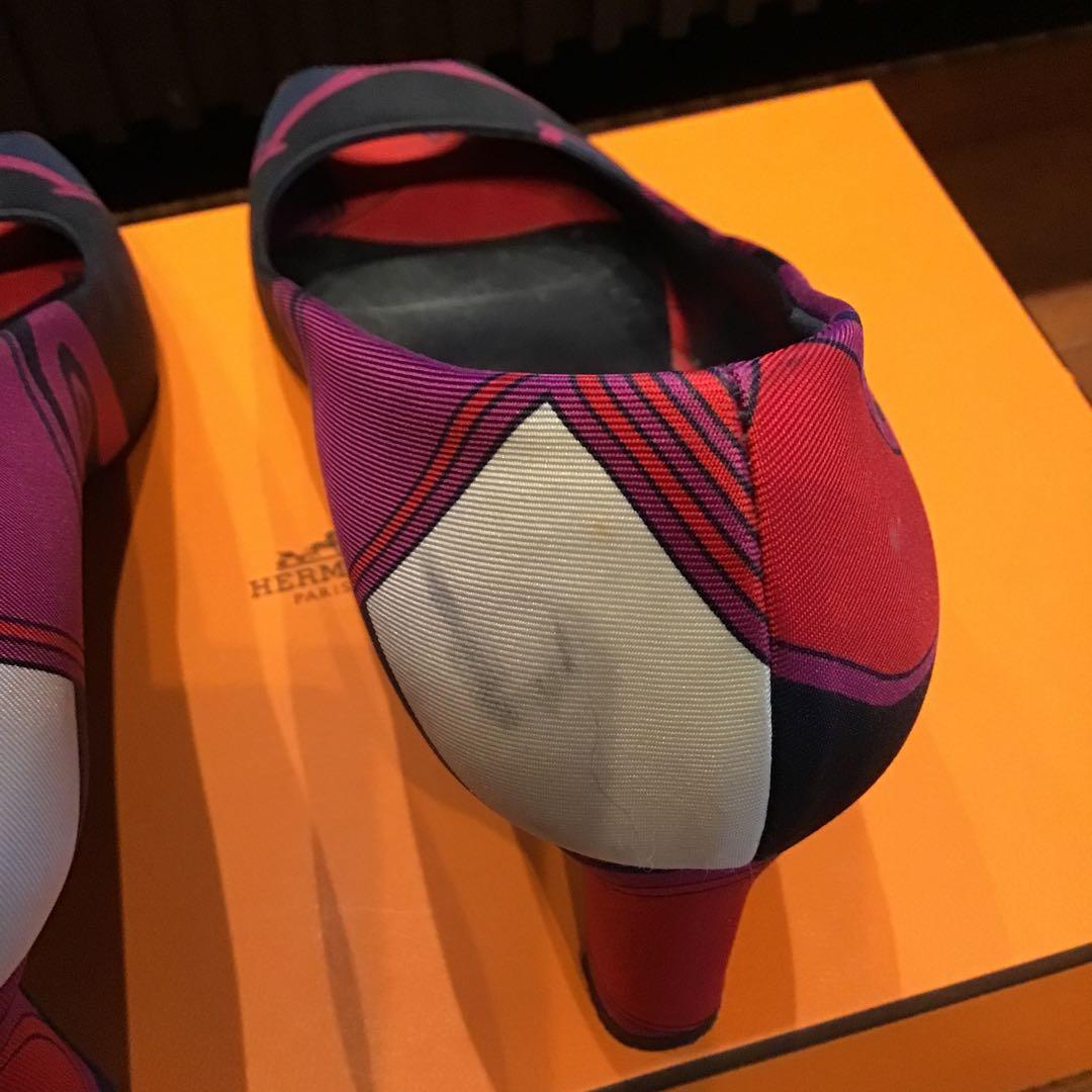 エルメスシルクパンプス37